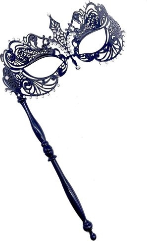 Masquerade Mask with Stick Women Men Mardi Gras Mask Rhinestone Metal Mask Costume Masks for Party Prom Ball in Saudi Arabia