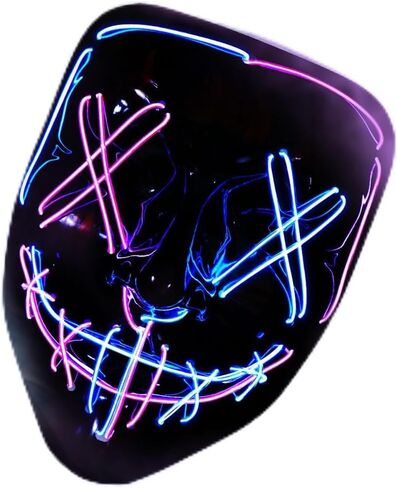 BOMLY Halloween Purge Mask Light Up Scary Mask EL Wire LED Mask for Festival Party Gifts in Kuwait