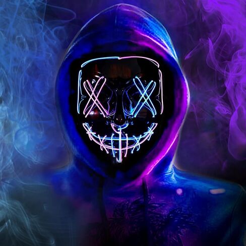 BOMLY Halloween Purge Mask Light Up Scary Mask EL Wire LED Mask for Festival Party Gifts in Kuwait
