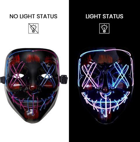 BOMLY Halloween Purge Mask Light Up Scary Mask EL Wire LED Mask for Festival Party Gifts in Kuwait