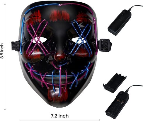 BOMLY Halloween Purge Mask Light Up Scary Mask EL Wire LED Mask for Festival Party Gifts in Kuwait