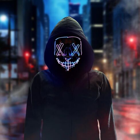 BOMLY Halloween Purge Mask Light Up Scary Mask EL Wire LED Mask for Festival Party Gifts in Kuwait