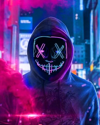 BOMLY Halloween Purge Mask Light Up Scary Mask EL Wire LED Mask for Festival Party Gifts in Kuwait