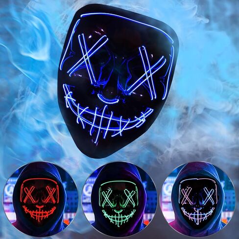 BOMLY Halloween Purge Mask Light Up Scary Mask EL Wire LED Mask for Festival Party Gifts in Kuwait