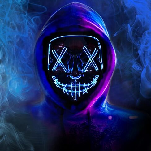 BOMLY Halloween Purge Mask Light Up Scary Mask EL Wire LED Mask for Festival Party Gifts in Kuwait