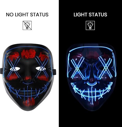 BOMLY Halloween Purge Mask Light Up Scary Mask EL Wire LED Mask for Festival Party Gifts in Kuwait