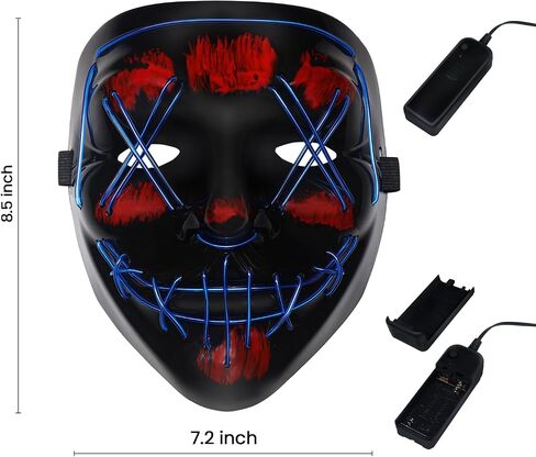 BOMLY Halloween Purge Mask Light Up Scary Mask EL Wire LED Mask for Festival Party Gifts in Kuwait