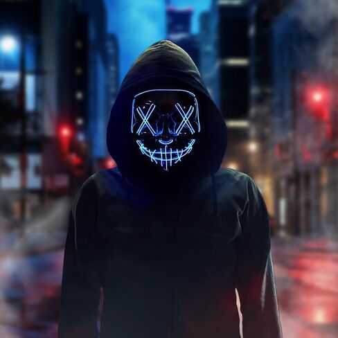 BOMLY Halloween Purge Mask Light Up Scary Mask EL Wire LED Mask for Festival Party Gifts in Kuwait