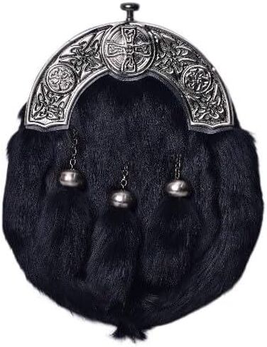 Sporran Kilt for Men Premium Fur Full Dress Scottish kilt Sporrans for men with Chain Belt Kilt Accessories in Saudi Arabia