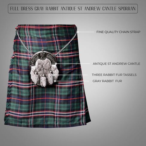 Sporran Kilt for Men Premium Fur Full Dress Scottish kilt Sporrans for men with Chain Belt Kilt Accessories in Saudi Arabia