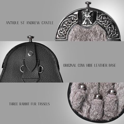 Sporran Kilt for Men Premium Fur Full Dress Scottish kilt Sporrans for men with Chain Belt Kilt Accessories in Saudi Arabia