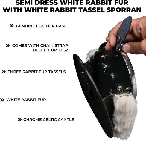Sporran Kilt for Men Premium Fur Full Dress Scottish kilt Sporrans for men with Chain Belt Kilt Accessories in Saudi Arabia