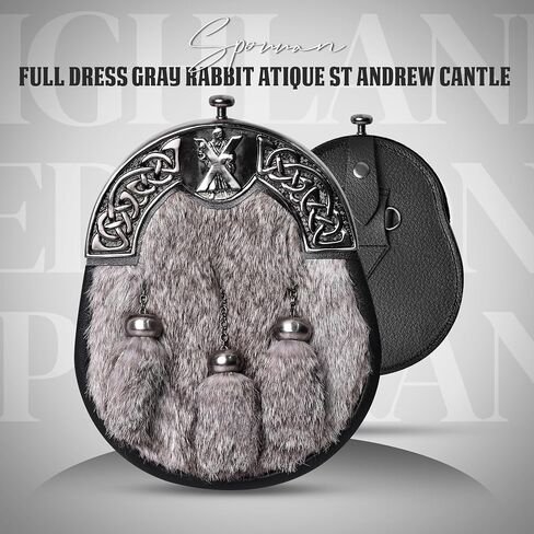 Sporran Kilt for Men Premium Fur Full Dress Scottish kilt Sporrans for men with Chain Belt Kilt Accessories in Saudi Arabia