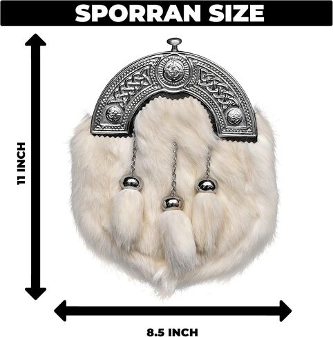 Sporran Kilt for Men Premium Fur Full Dress Scottish kilt Sporrans for men with Chain Belt Kilt Accessories in Saudi Arabia