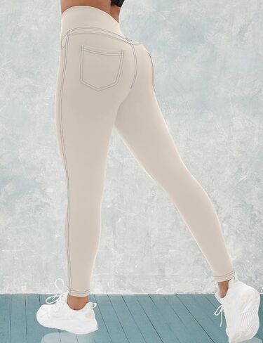 VOOVEEYA Jeggings for Women High Waist, Leggings with Pockets Tummy Control Plus Size Stretchy Jeans Leggings in Saudi Arabia