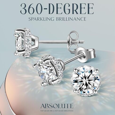 ABSOLUTE 2 Carat Moissanite Stud Earrings for Women, 2Ct Moissanite Jewelry Gifts with Certificate S925 Sterling Silver Earrings Mother's Day Gift for Mom Mother Daughter in Kuwait