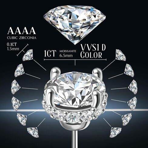 ABSOLUTE 2 Carat Moissanite Stud Earrings for Women, 2Ct Moissanite Jewelry Gifts with Certificate S925 Sterling Silver Earrings Mother's Day Gift for Mom Mother Daughter in Kuwait