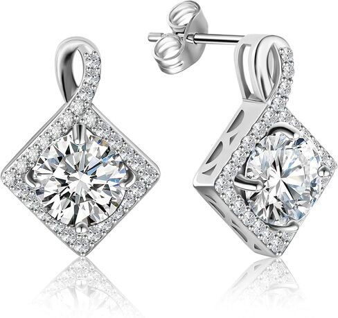 ABSOLUTE 2 Carat Moissanite Stud Earrings for Women, 2Ct Moissanite Jewelry Gifts with Certificate S925 Sterling Silver Earrings Mother's Day Gift for Mom Mother Daughter in Kuwait