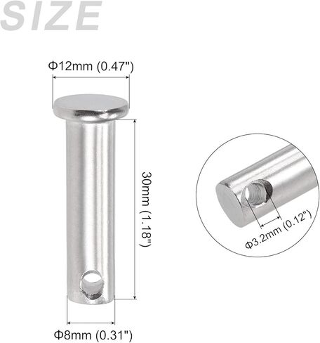 دبابيس Clevis (4 مم × 25 مم) 10 قطع، دبوس تثبيت مسطح من الفولاذ المقاوم للصدأ بفتحة واحدة 304 - للأجهزة المعدنية، وتركيب الأثاث، والصناعية، DIY in Kuwait