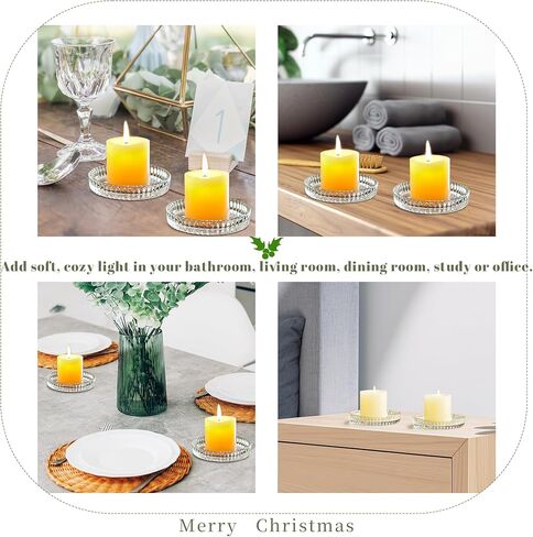 kanpura Crystal Glass Candle Holder Plates Set of 2 3.7 Inch Round Clear Glass Pillar Candle Holder Snowflake Votive Candle Holder Set for Wedding Birthday Holiday in Kuwait