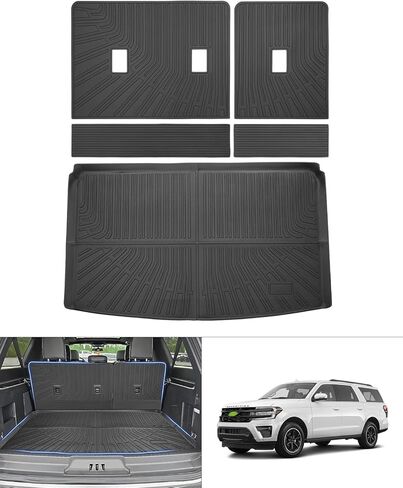 Cartist Cargo Liner Fits for Ford Expedition Max/Lincoln Navigator L 2018-2024 All Weather Back Seat Cover Trunk Cargo Mat for Expedition Accessories （7&8 Seats 3rd Backrest Mat+Trunk Mat） in Kuwait