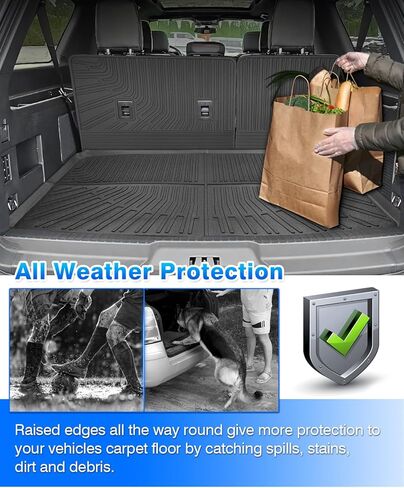 Cartist Cargo Liner Fits for Ford Expedition Max/Lincoln Navigator L 2018-2024 All Weather Back Seat Cover Trunk Cargo Mat for Expedition Accessories （7&8 Seats 3rd Backrest Mat+Trunk Mat） in Kuwait
