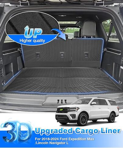 Cartist Cargo Liner Fits for Ford Expedition Max/Lincoln Navigator L 2018-2024 All Weather Back Seat Cover Trunk Cargo Mat for Expedition Accessories （7&8 Seats 3rd Backrest Mat+Trunk Mat） in Kuwait