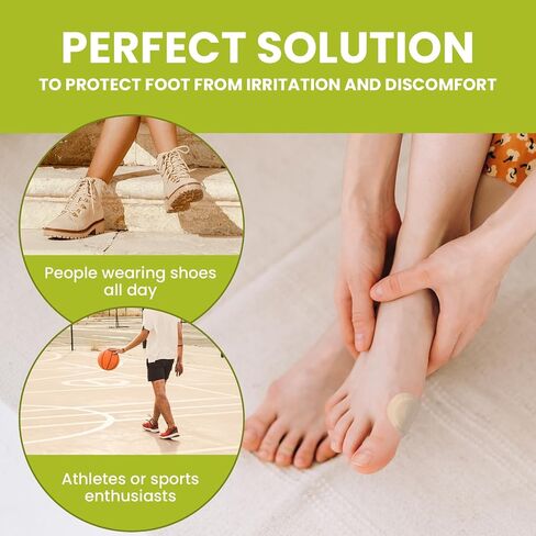 Bukihome Premium Bunion Pads - Non-Stick Center for Sensitive Skin, Moleskin Guards Protect Feet for Men and Women,Odor Resistant Cushions, Prevents Friction and Pressure (54 Count) in Kuwait