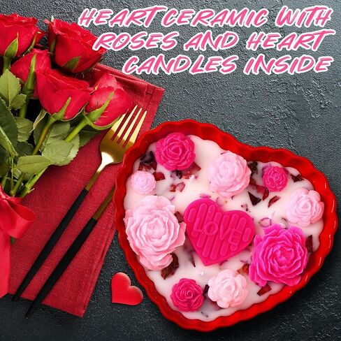 شمعة كبيرة على شكل قلب لعيد الحب مقاس 6.3 سم على شكل قلب معطرة برائحة الورد، شمعة معطرة برائحة الورد في عيد الحب لهدية عيد الحب وحفلات الزفاف وأعياد الميلاد وديكور المنزل in Kuwait