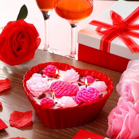 شمعة كبيرة على شكل قلب لعيد الحب مقاس 6.3 سم على شكل قلب معطرة برائحة الورد، شمعة معطرة برائحة الورد في عيد الحب لهدية عيد الحب وحفلات الزفاف وأعياد الميلاد وديكور المنزل in Kuwait