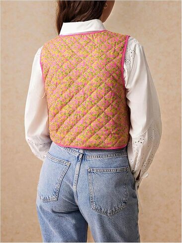 GORGLITTER Women's Tie Front Floral Vest Fashion Casual Trendy Crochet Sleeveless Cardigan Western Outfits in Saudi Arabia