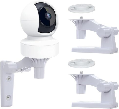 2 Pack Adjustable Wall Mount Compatible with TP-Link Tapo C210/ C200, White | 180 Degree Rotation, Security Camera Bracket/Holder, Compatible with Kasa Indoor Pan EC70/ EC71/ KC410S, Easy to Install in Saudi Arabia