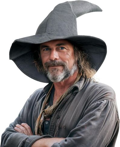 Adult Gray Wizard Hat Halloween Witch Large Sorcerer Costume Hats Accessory in Kuwait