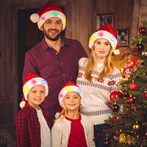 Santa hat, Christmas hat with Light Built in, Light up Christmas hat Santa Claus Hat Party for Women Men in Saudi Arabia