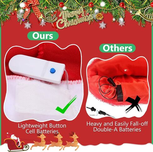Santa hat, Christmas hat with Light Built in, Light up Christmas hat Santa Claus Hat Party for Women Men in Saudi Arabia