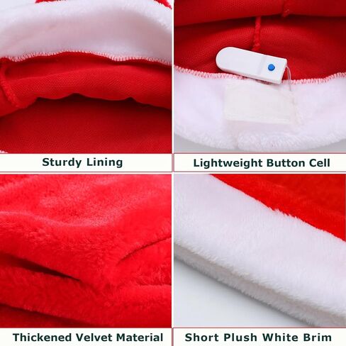 Santa hat, Christmas hat with Light Built in, Light up Christmas hat Santa Claus Hat Party for Women Men in Saudi Arabia