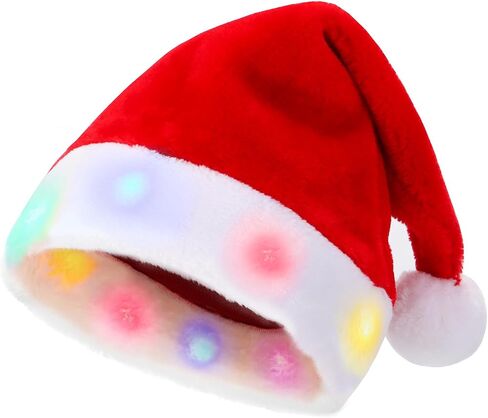 Santa hat, Christmas hat with Light Built in, Light up Christmas hat Santa Claus Hat Party for Women Men in Saudi Arabia