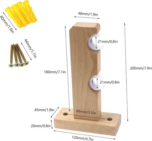 KUMGROT 2pcs Window Curtain Brackets Wood Curtain Rod Holder Heavy Duty Single Curtain Rod Hooks for Kitchen Bedroom Living Room Curtain Rod Hardware in Kuwait