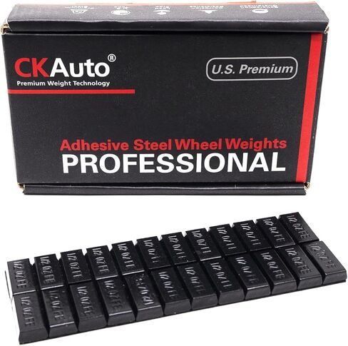 عصا لاصقة شبه منحرفة من CKAuto 1/4oz على أوزان العجلات، شريط سهل التقشير، 72oz/صندوق، جودة أمريكية (288 قطعة) أسود in Saudi Arabia