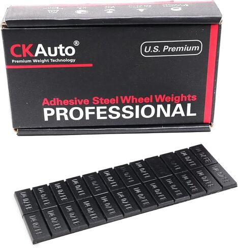 عصا لاصقة شبه منحرفة من CKAuto 1/4oz على أوزان العجلات، شريط سهل التقشير، 72oz/صندوق، جودة أمريكية (288 قطعة) أسود in Saudi Arabia