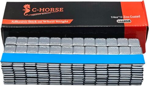 C-HORSE Stick On Wheel Weights - 0.25-Ounce, Blue Adhesive Tape - Professional Quality Tire Balancer Stickers - Durable Car, Vehicle, Automobile Accessories, Parts (Grey, 1 Box) 360 PCS in Saudi Arabia
