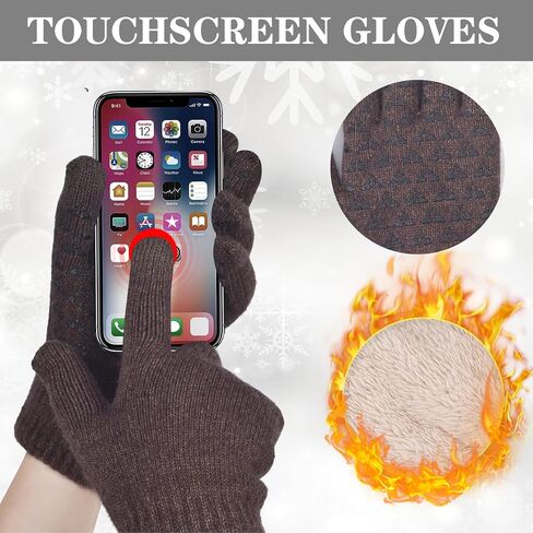 Men Winter Beanie Hat Touchscreen Gloves Neck Warmer 3 in 1 Set with Fleece Lined in Saudi Arabia