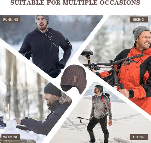 Men Winter Beanie Hat Touchscreen Gloves Neck Warmer 3 in 1 Set with Fleece Lined in Saudi Arabia