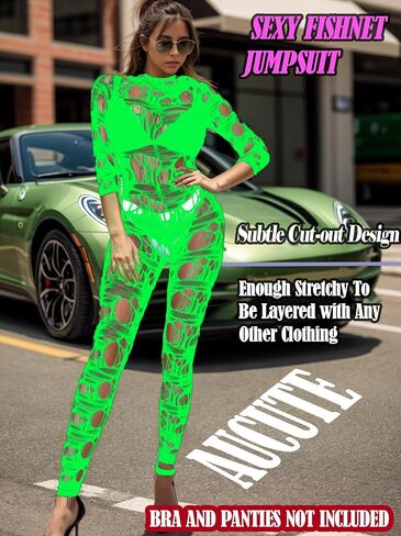 Sexy Jumpsuits for Women Clubwear Hollow Out Sheer Mesh Bodysuit Fishnet Bodystocking Outfit One Size in Saudi Arabia
