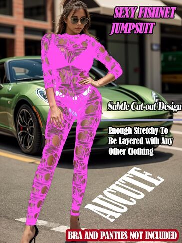 Sexy Jumpsuits for Women Clubwear Hollow Out Sheer Mesh Bodysuit Fishnet Bodystocking Outfit One Size in Saudi Arabia