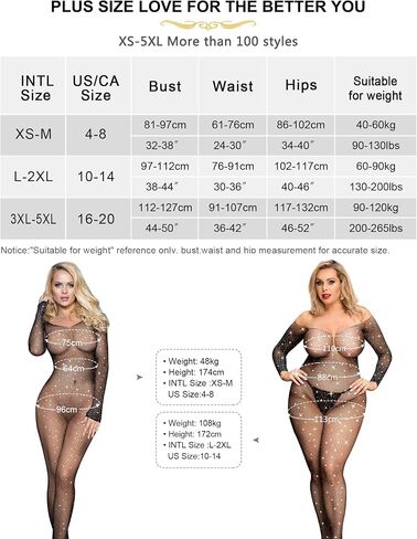 Fishnet Bodystocking Full Body Fishnet for Women Sparkle Rhinestone Bodysuit Sexy Lingerie Outfits XS-5XL in Saudi Arabia