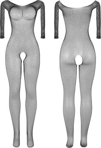 Fishnet Bodystocking Full Body Fishnet for Women Sparkle Rhinestone Bodysuit Sexy Lingerie Outfits XS-5XL in Saudi Arabia