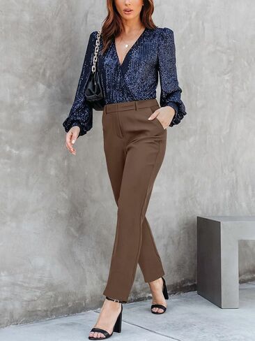 NIMIN High Waisted Dress Work Pants for Women Office Business Casual Trousers with Pockets 2024 (Long/Regular/Short) in Kuwait