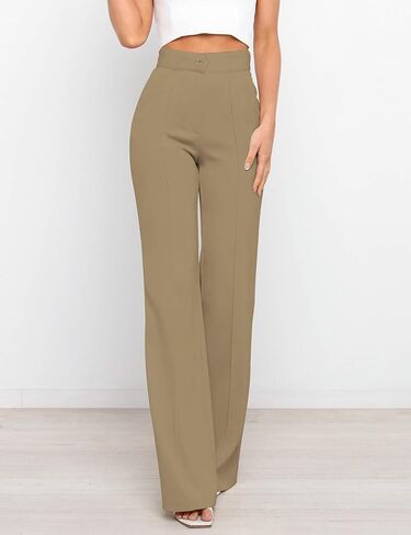 سروال نسائي كاجوال بخصر عالٍ وواسع الساق، سروال فستان Bootcut للنساء، سروال عمل مع جيوب للنساء المكتب in Kuwait