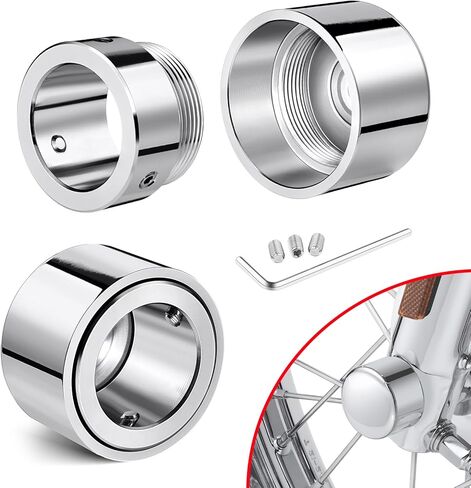 Benlari Upgraded Front Axle Nut Covers, CNC Stealthy Chrome Axle Nut Caps Compatible with Harley Touring Sportster Trike Dyna Heritage Softail Street Glide Road King Road Glide 2002-2023 in Kuwait